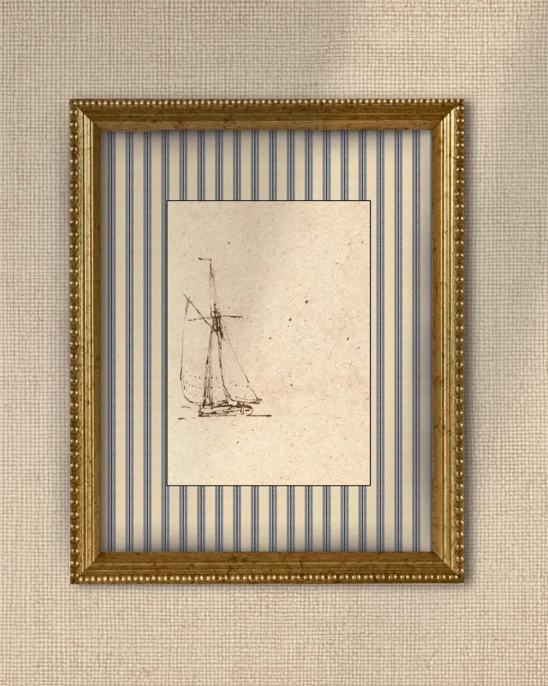 Vintage Sailboat Sketch II Giclee Print - Framed - 8 x 10" - Historical Art, Home Decor, STEM Art... | Etsy (Global)