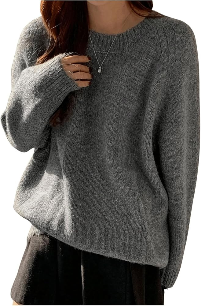 GORGLITTER Women's Long Sleeve Oversized Sweater Loose Round Neck Pullover Sweater Streetwear | Amazon (US)