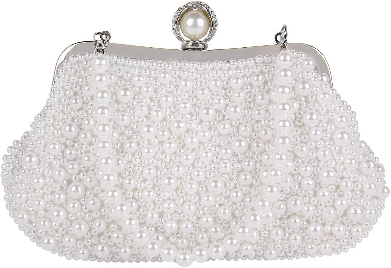 Oweisong White Pearl Clutch Purses for Women Wedding Bride Pearl Evening Bag Party Clutch Wallet ... | Amazon (US)