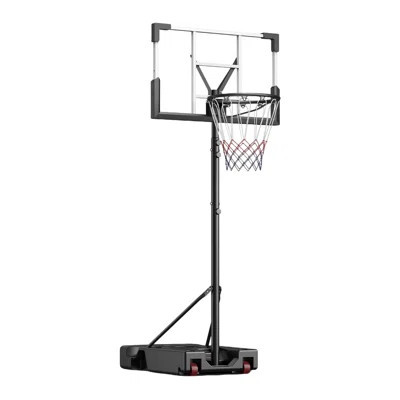Basketball Hoop Outdoor, 10FT Adjustable Height, Portable Basketball Hoops Goal Court System, 45In Shatterproof Backboard For Kids Youth Adults, Black | Wayfair North America
