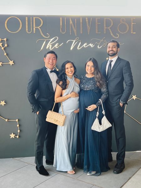 Wedding guest dress for a black tie wedding that’s maternity friendly. My halter isn’t maternity but comfy for the bump if you size up one size. Wearing size S. Nita’s gown is maternity  

#LTKmens #LTKwedding #LTKbump