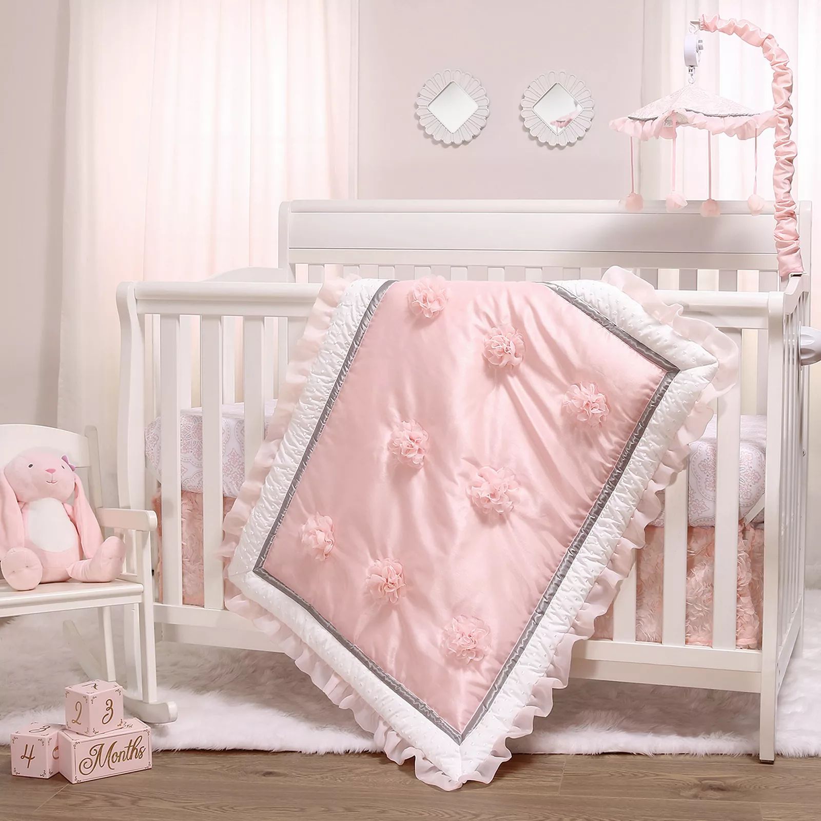 The Peanutshell Arianna 3-Piece Crib Bedding Set, Pink, Large | Kohl's
