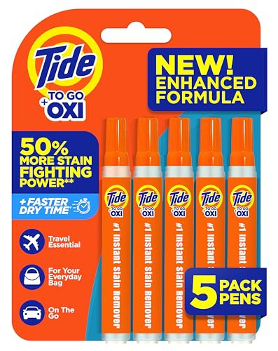 Tide Stain Remover for Clothes, Tide To Go Pen, Instant Stain & Spot Remover for Clothes, Travel & Pocket Size, 5 Count (Pack of 1) (Packaging May Vary) | Amazon (US)