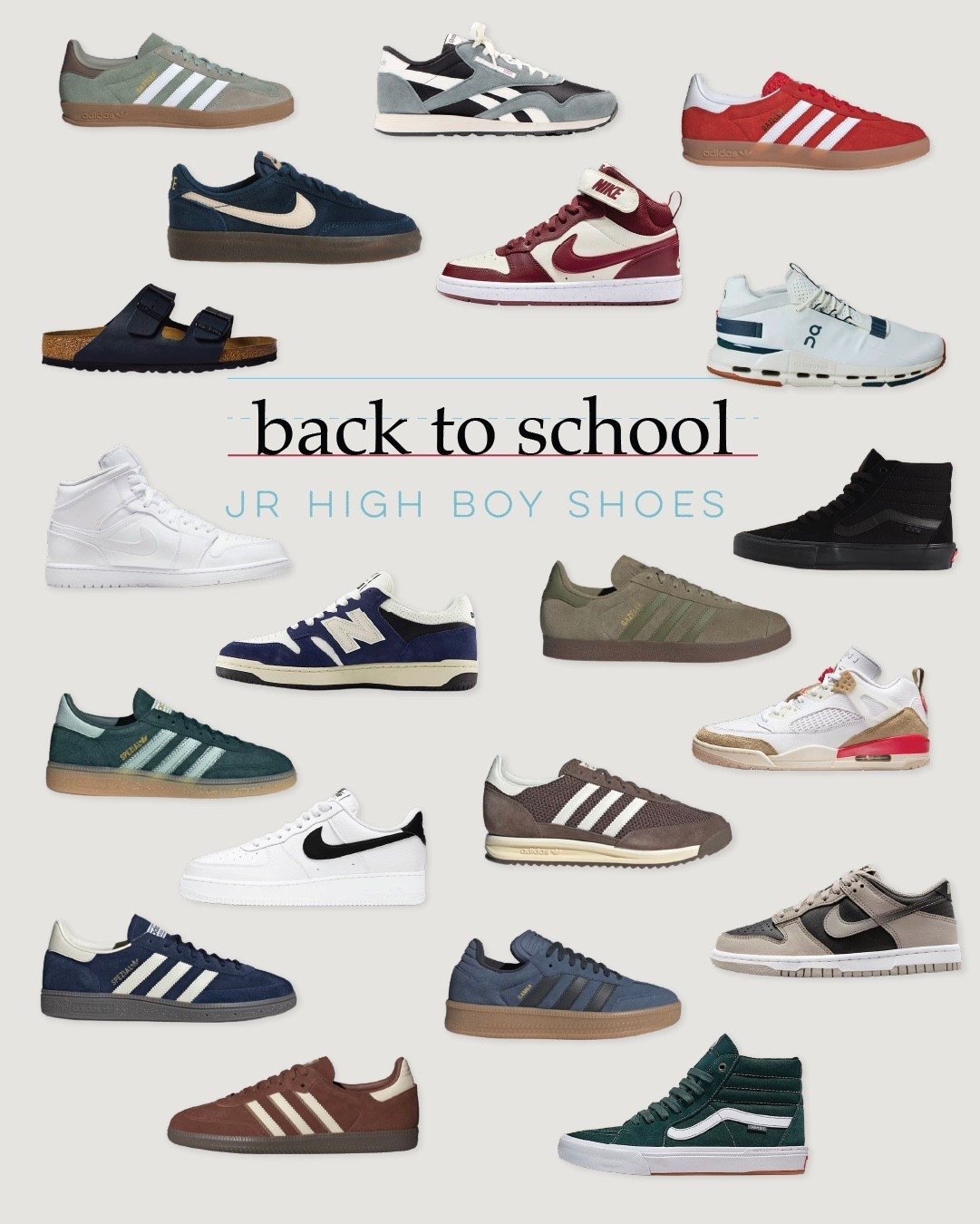 New year = new sneakers! All the cool kicks he’s been eyeing. From Sambas to Nikes to classic Vans, these shoes are hall-pass approved.

#BackToSchoolStyle #CoolBoyKicks #JuniorHighLooks


#LTKShoeCrush #LTKKids #LTKFamily