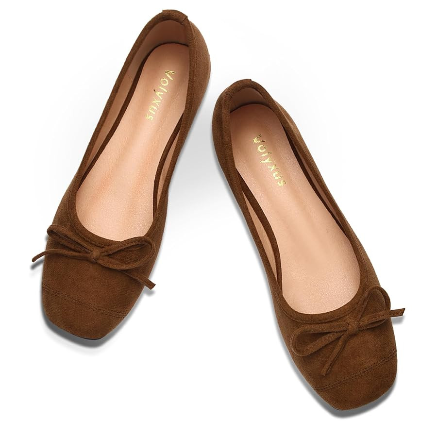 Women's Ballet Flats Cap Toe Bow Flats Two Tone Slip On Flats Comfort Square Toe Dressy Flat Shoe... | Amazon (US)