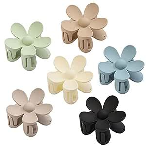 6PCS Matte Flower Hair Clips, Large Claw Clips For Women Thick Hair, Big Cute Dasiy Hair Clips, N... | Amazon (US)