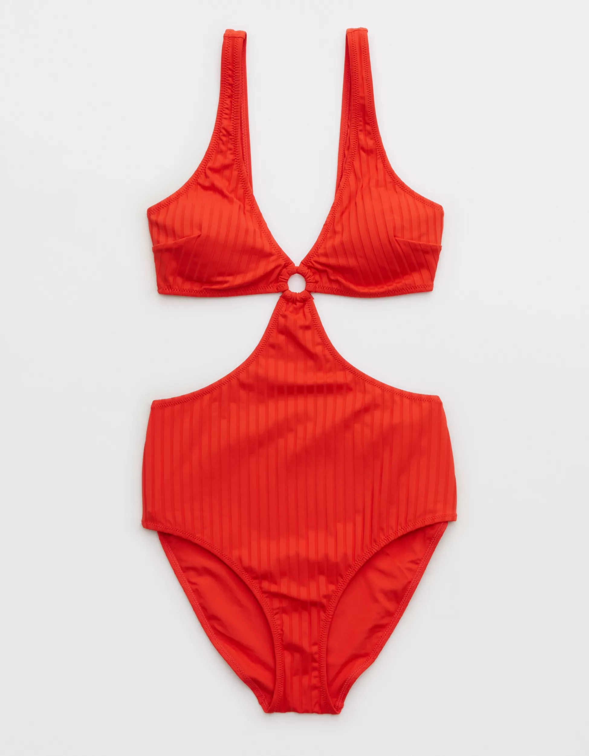 Aerie Wide Rib Cut Out Ring One Piece Swimsuit | Aerie