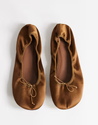 Lila round toe ballet flat in bronze satin | Topshop (UK, DE, FR)