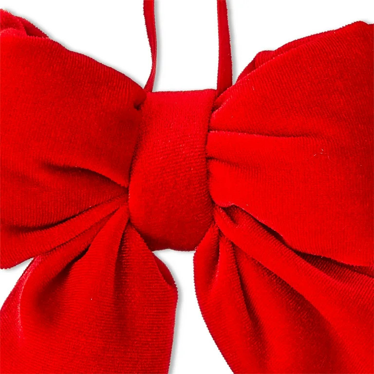 Red Velvet Puffy Bow Christmas Ornament, 5.75", by Holiday Time | Walmart (US)