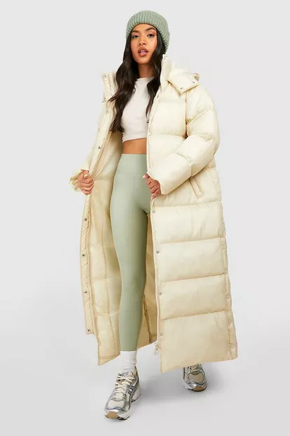 Petite Longline Maxi Hooded Puffer | Boohoo.com (US & CA)