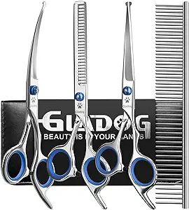 GLADOG Professional 5 in 1 Dog Grooming Scissors Set with Safety Round Tips, Sharp and Durable Pe... | Amazon (US)