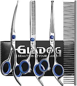 GLADOG Professional 5 in 1 Dog Grooming Scissors Set with Safety Round Tips, Sharp and Durable Pe... | Amazon (US)