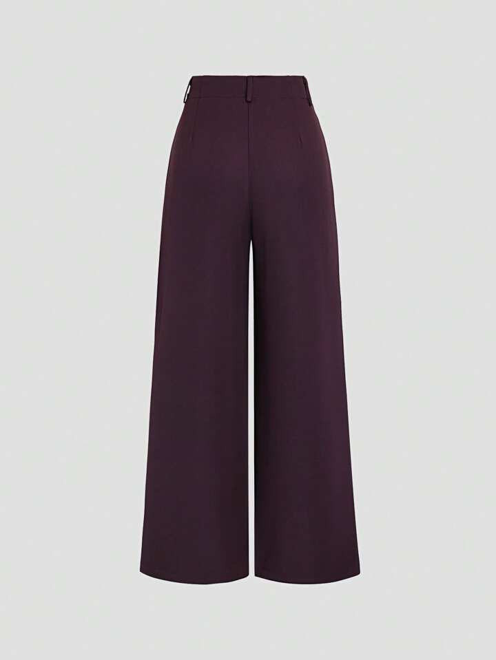 Sweetra Vintage Elegant Jacquard Weave Pleated Wide Leg Women's Pants, Autumn/Winter Fall Cloth F... | SHEIN