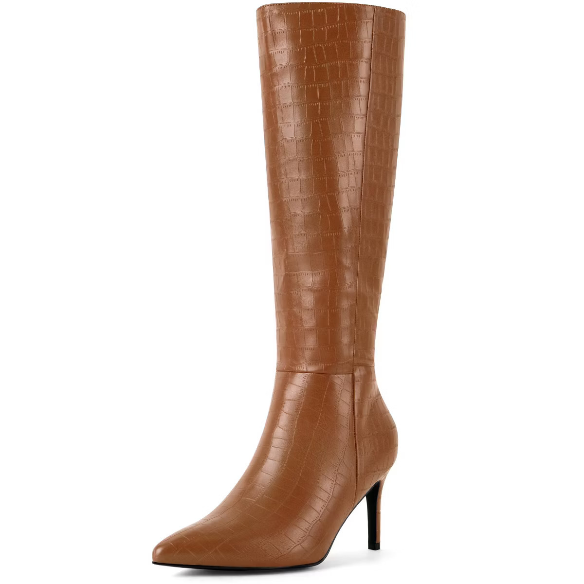 Perphy Women's Stone Pattern Pointy Toe Stiletto Heel Knee High Boots | Target