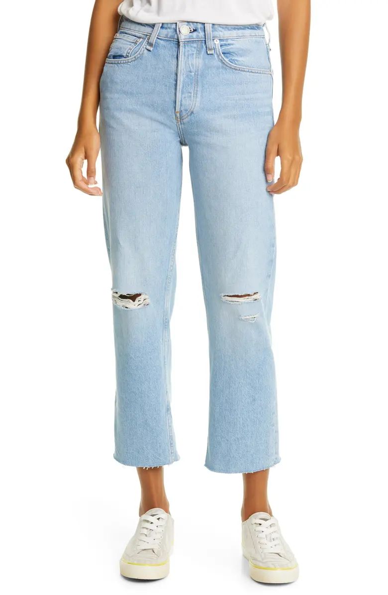 Maya Ripped High Waist Ankle Straight Leg Jeans | Nordstrom