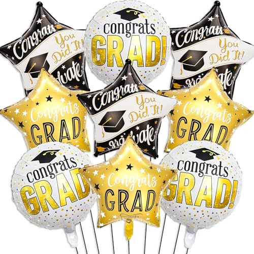 White Gold Graduation Balloons, 18 Inch Graduation Balloon for Class of 2026 Decorations College High School Grad Decor | Amazon (US)