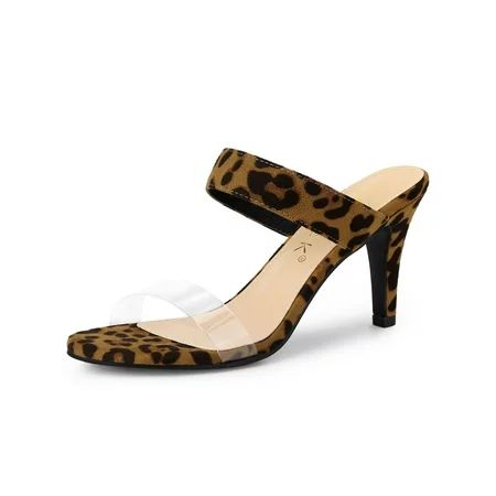 Women's Clear Strap Stiletto Heel Slides Sandals Leopard (Size 9) | Walmart (US)