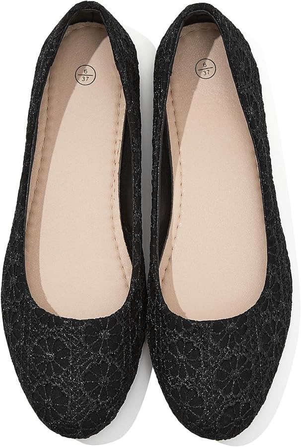 Dress Shoes for Women Round Toe Flats Shoes Lace Ballet Flats Dressy Comfortable Foldable Flats L... | Amazon (US)