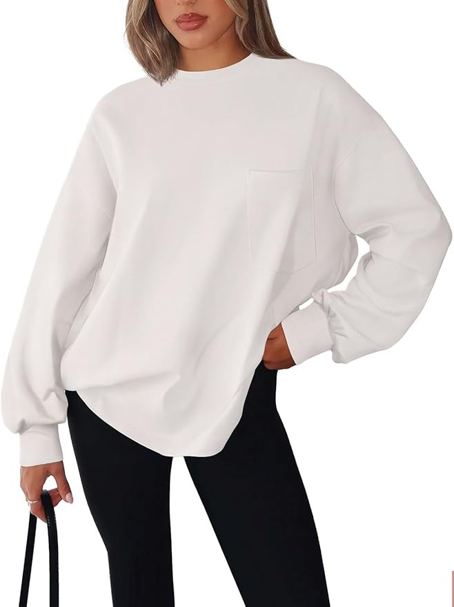 LASLULU Womens Long Sleeve T Shirts Oversized Tops Casual Fall Trendy Tee Shirts Blouses Pocket | Amazon (US)