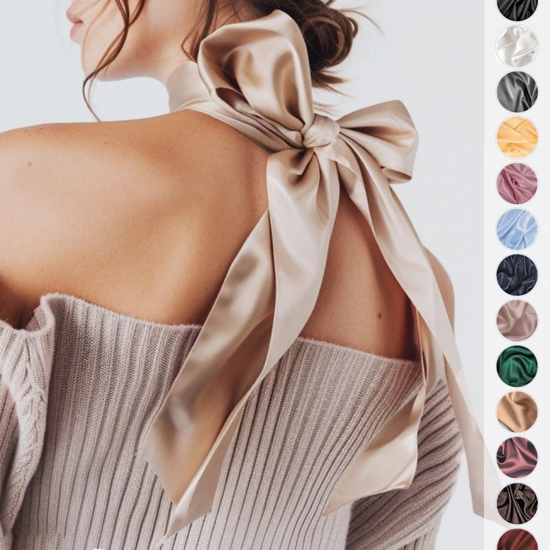 16 Colors & All Sizes Available! 100% Mulberry Silk Neck Scarf, Skinny Scarf, Choker Style Silk T... | Etsy (US)