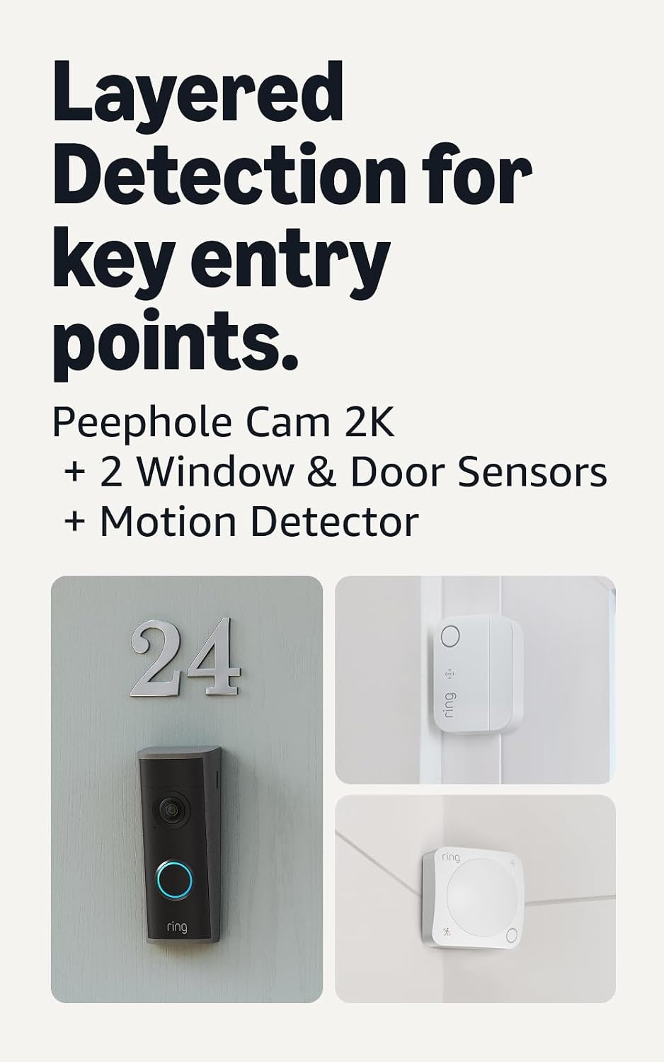 Ring Peephole Cam 2K (newest model), 2 Window and Door Sensors, and Motion Detector (newest model) | Amazon (US)