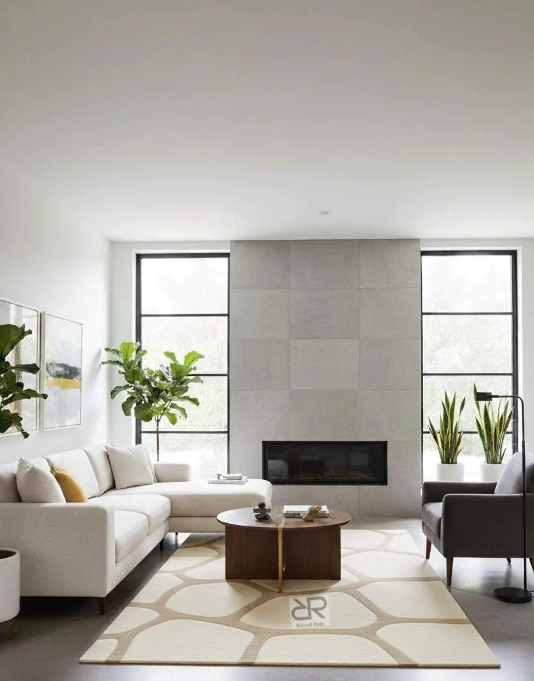 Organic Cream Wool Rug, Pebble Pattern, Hand Tufted Carpet - Etsy | Etsy (US)