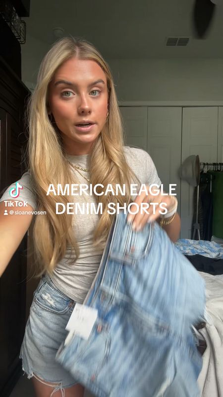 American Eagle denim shorts. I’m wearing the size 25. Then I’m shorts that look a lot like my AGOLDE designer denim pair. These are all under 60 bucks which is very affordable. I love the distressing and the denim wash. #AEjeans @americaneagle American Eagle. American Eagle outfitters. 

#LTKVideo #LTKsalealert #LTKfindsunder100