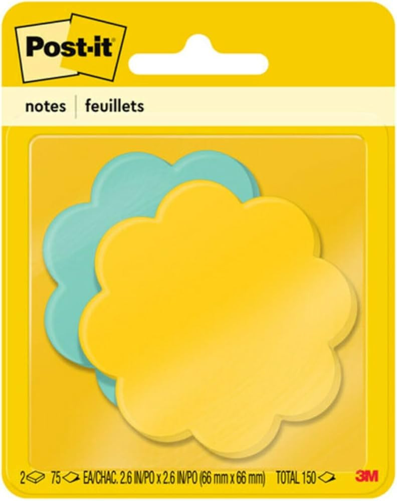 Post-it Notes, Daisy Shape, Assorted Colors, 2.6x2.6 in, 2 Pads, 75 Sheets/Pad (7350-DSY) | Amazon (US)