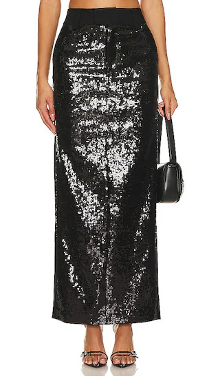 Venning Sequin Maxi Skirt in Black | Revolve Clothing (Global)