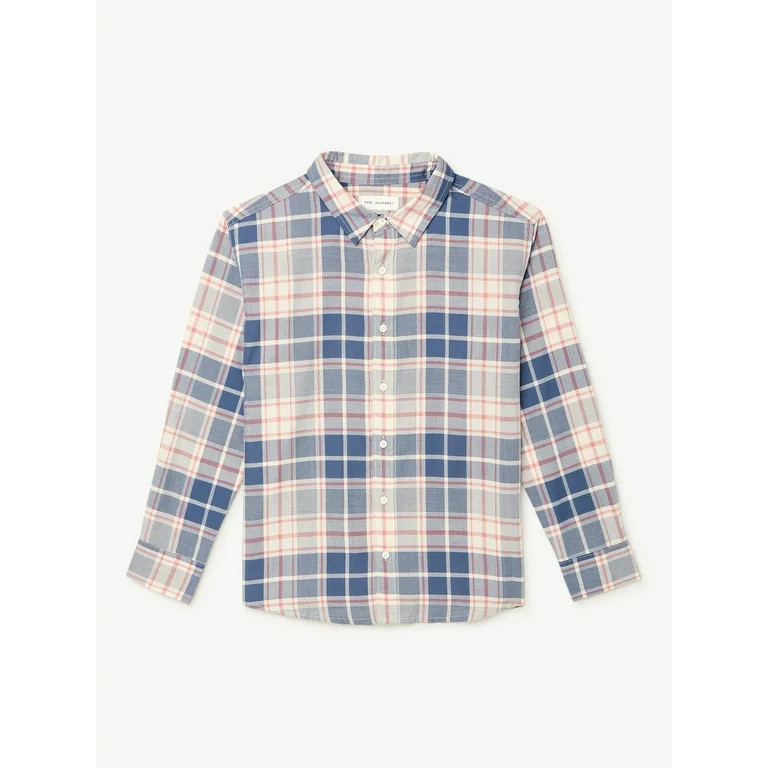 Free Assembly Boys Woven Button Down Plaid Shirt, Sizes 4-18 | Walmart (US)