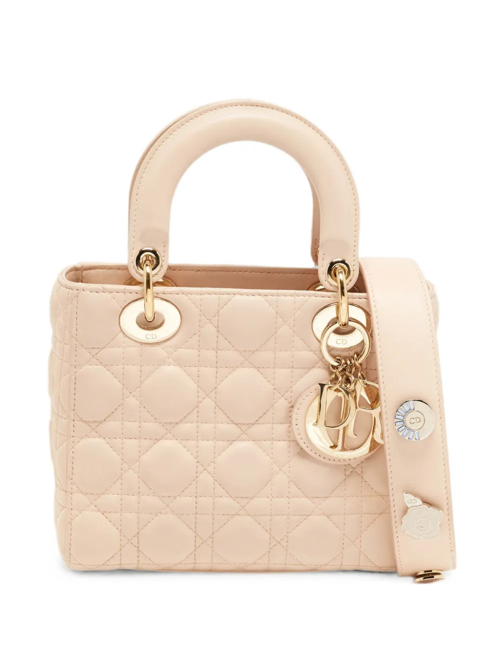 Christian Dior Pre-Owned 2017 small Lady Dior Cannage tote bag - Pink | Farfetch Global