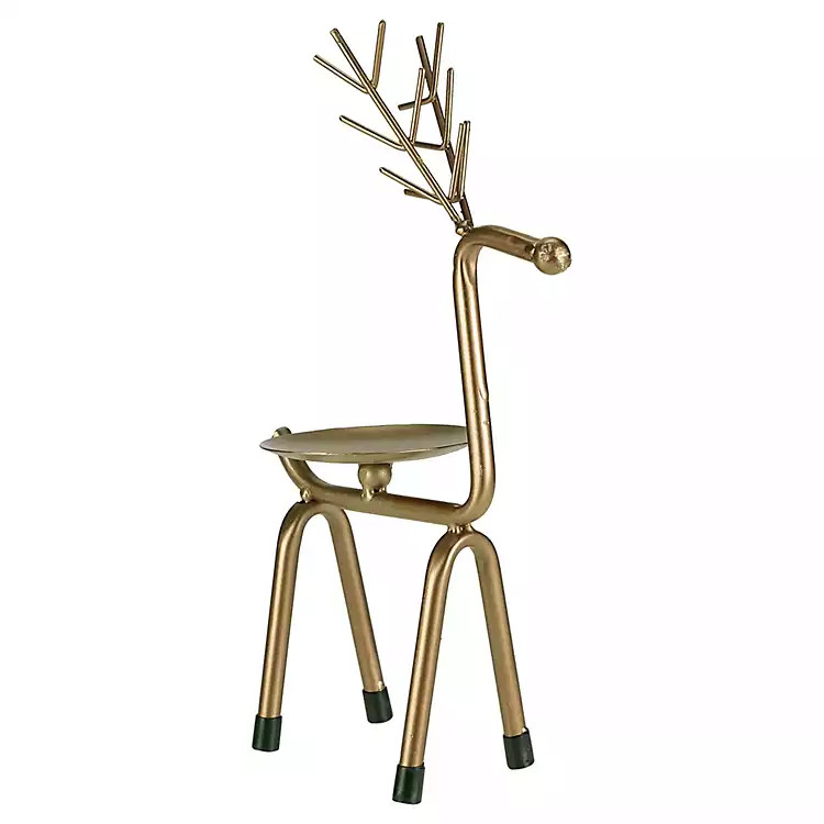 Gold Reindeer Pillar Candle Holder, 10 in. | Kirkland's Home