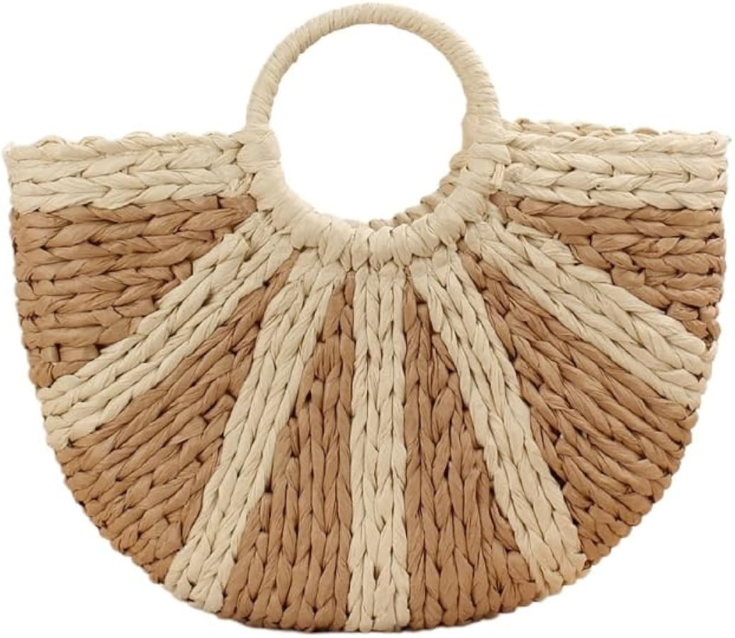 Y2K Straw Handbag for Women, Aesthetic Fashion Top Handle Bag Women Ladies Summer Beach Bag Purse for Daily Use | Amazon (US)