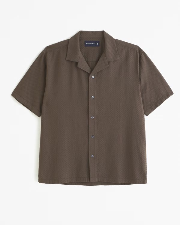 Camp Collar Textured Button-Up Shirt | Abercrombie & Fitch (US)