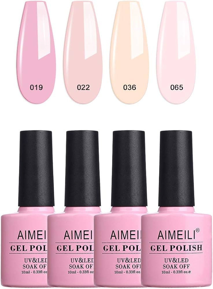 AIMEILI Soak Off UV LED Gel Nail Polish Natural Sheer Pink Colour Gel Gift Set Of 4pcs X 10ml - K... | Amazon (CA)