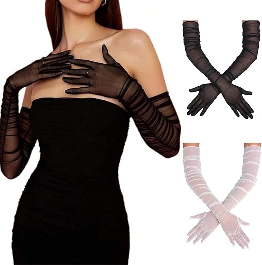 Avidlove Women's Long Sheer Gloves Tulle Mesh Gloves 1920s Wedding Opera Tea Party Dance Glove | Amazon (US)