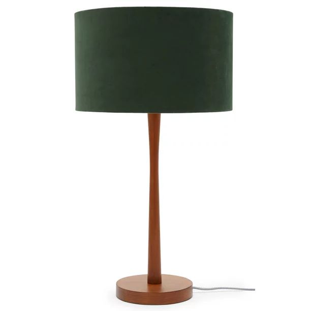 Wood Table Lamp with Green Velvet Shade by Drew Barrymore Flower Home - Walmart.com | Walmart (US)