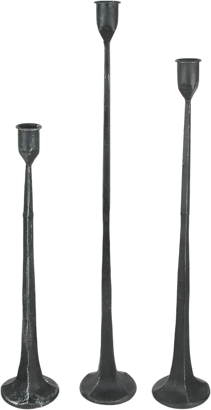 Set of 3 Mid-Century Modern Style Forged Iron Taper Candle Holder | Amazon (US)