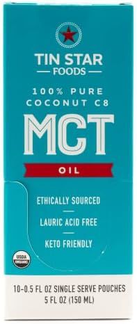 Tin Star Foods 100% Organic Pure C8 MCT Oil - Derived from Non-GMO Coconuts - Paleo, Gluten-Free ... | Amazon (US)