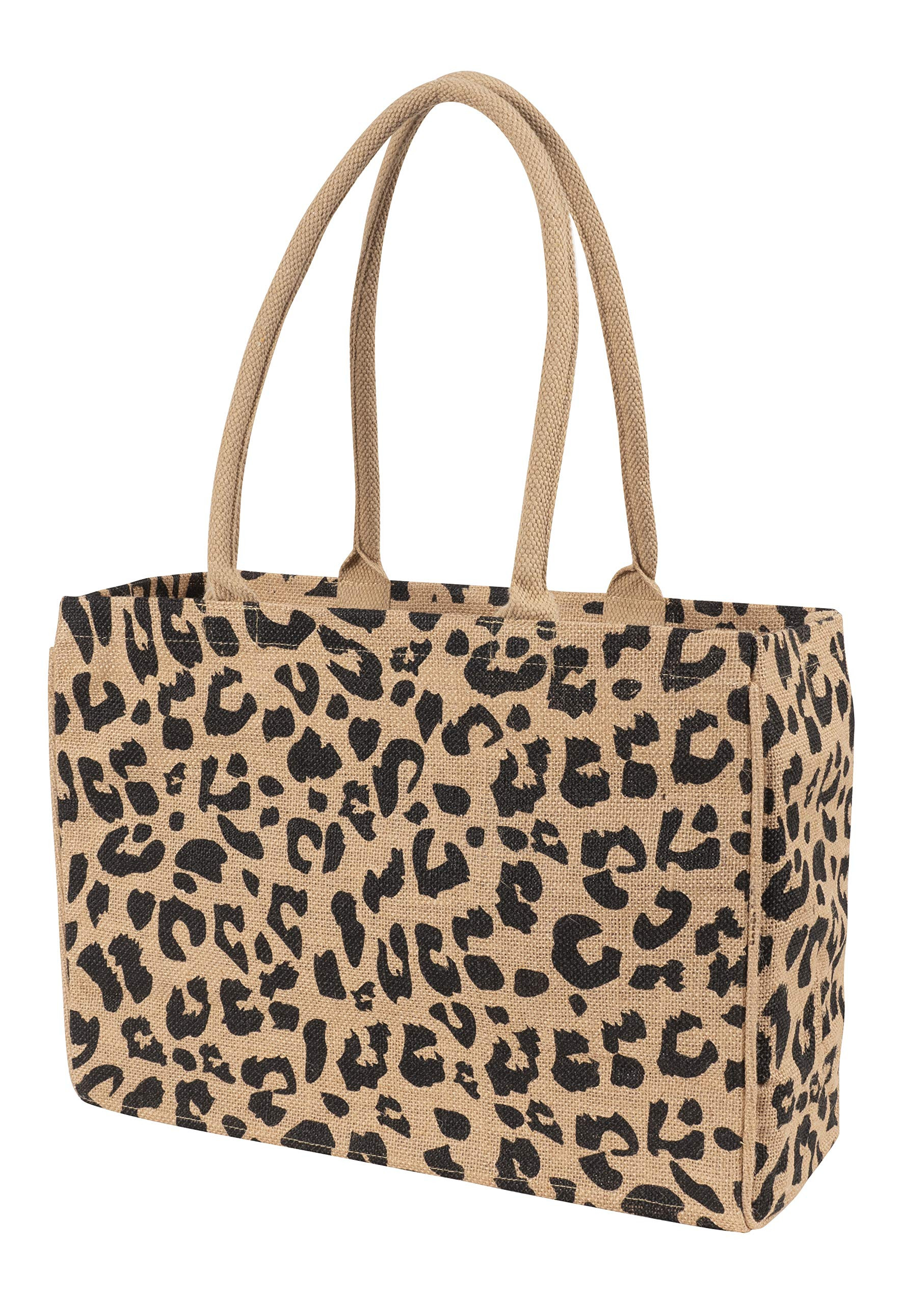 KAF Home Jute Market Tote Bag, Leopard Print, Durable Handle, Reinforced Bottom and Interior Zipp... | Amazon (US)