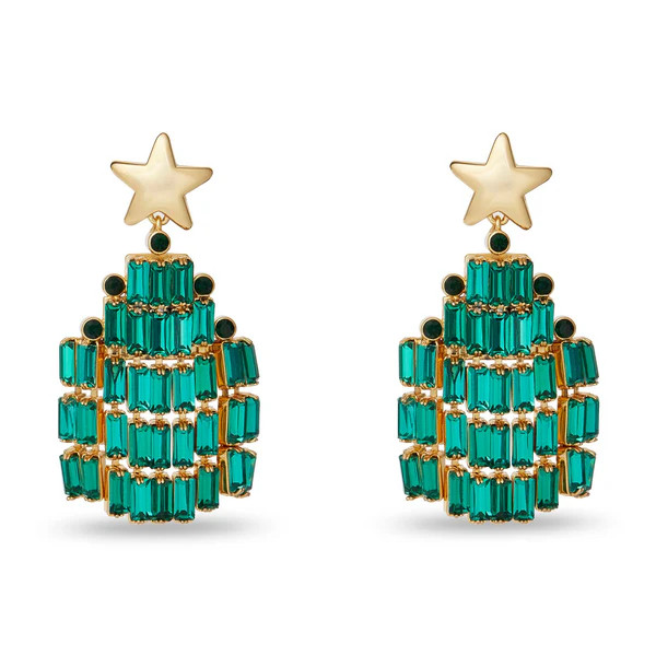 EMERALD CRYSTAL CHRISTMAS TREE EARRINGS | LELE SADOUGHI