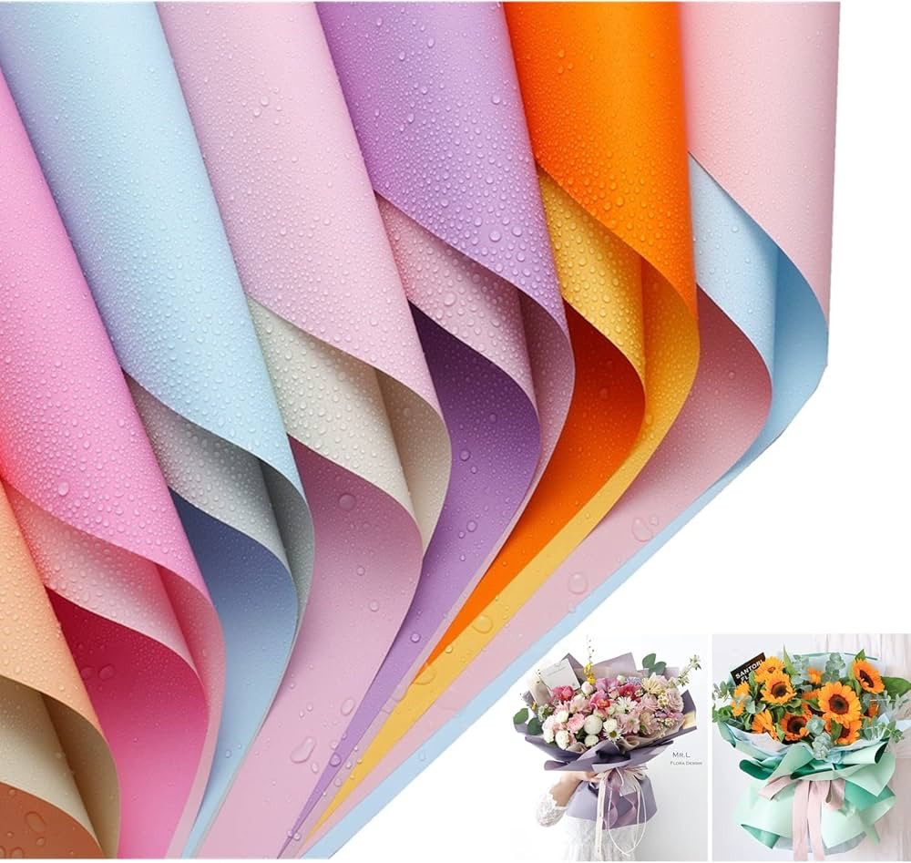 XIAOHONG 28 sheets/7 Colors Double sided Matte Flower Wrapping Paper, Double Color Waterproof Flo... | Amazon (US)