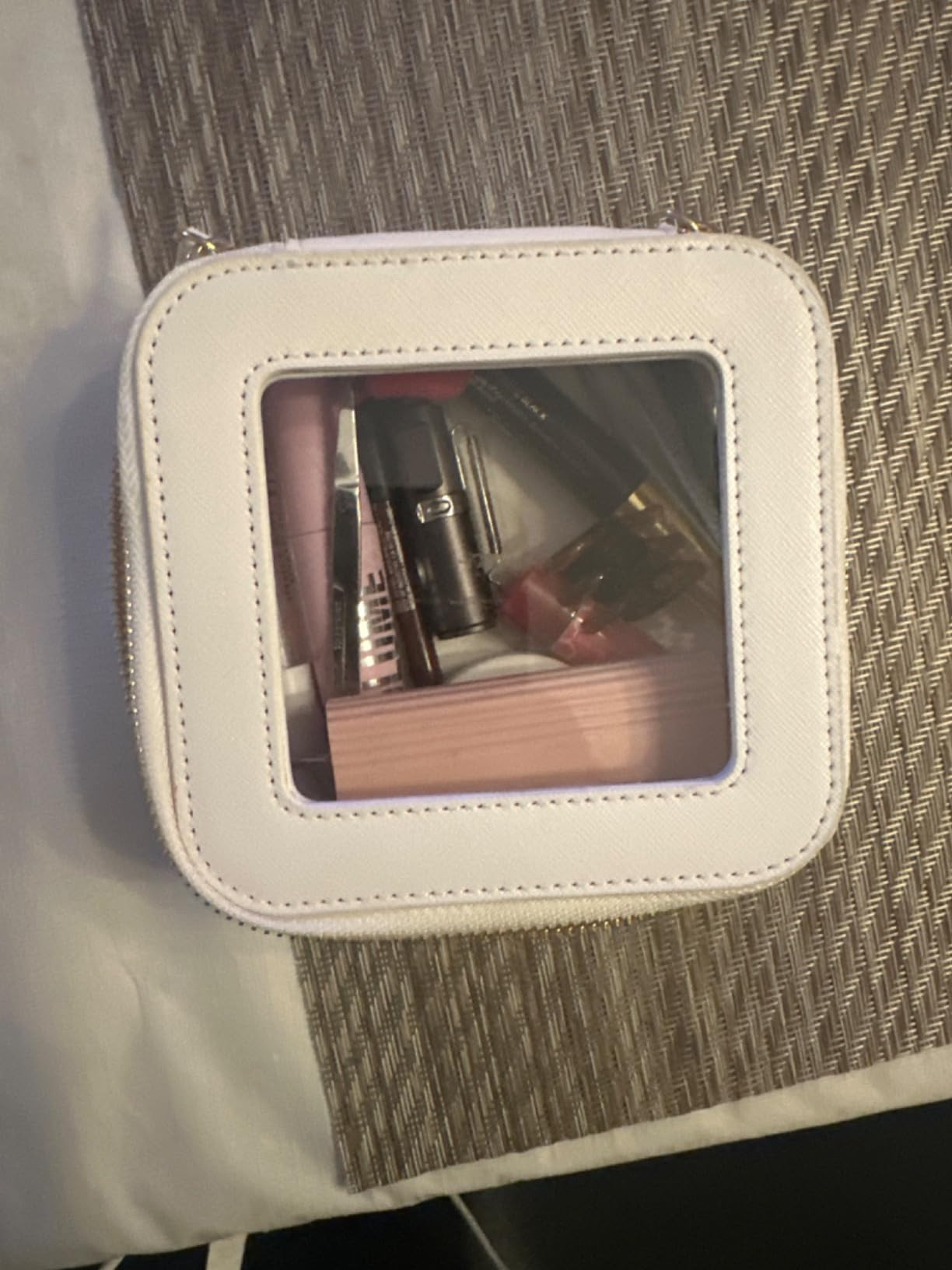 Clear Makeup Bag, Travel Toiletry Organizer with Zipper, Portable Leather Cosmetic Case with Hand... | Amazon (US)