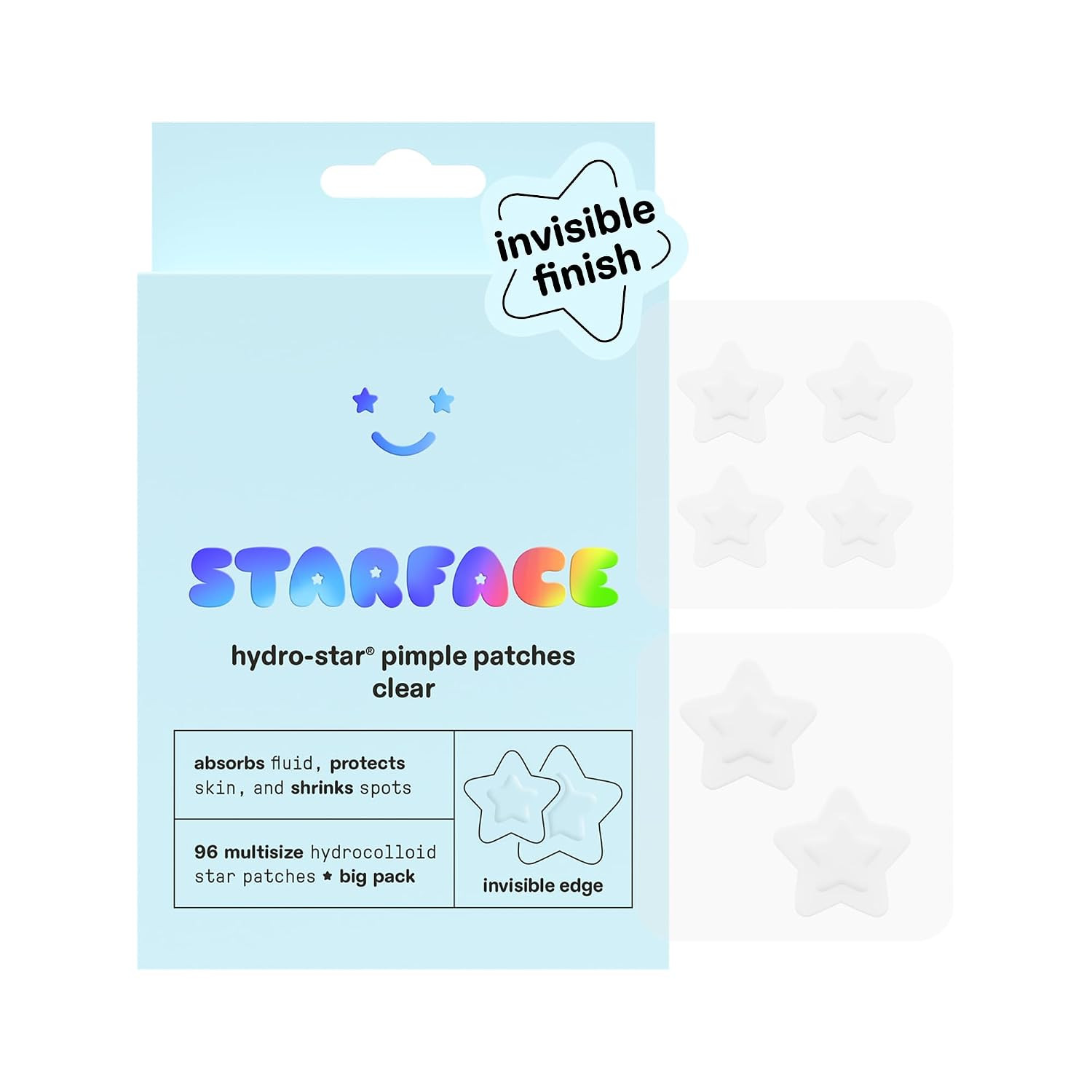 Starface Hydro-Star® Clear Hydrocolloid Star-Shaped Pimple Patch, 96 ct | Amazon (US)