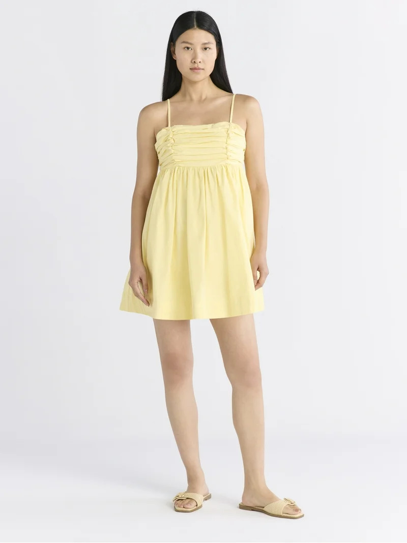 Free Assembly Women's Pleated Cotton Mini Dress, Sizes XS-XXXL | Walmart (US)