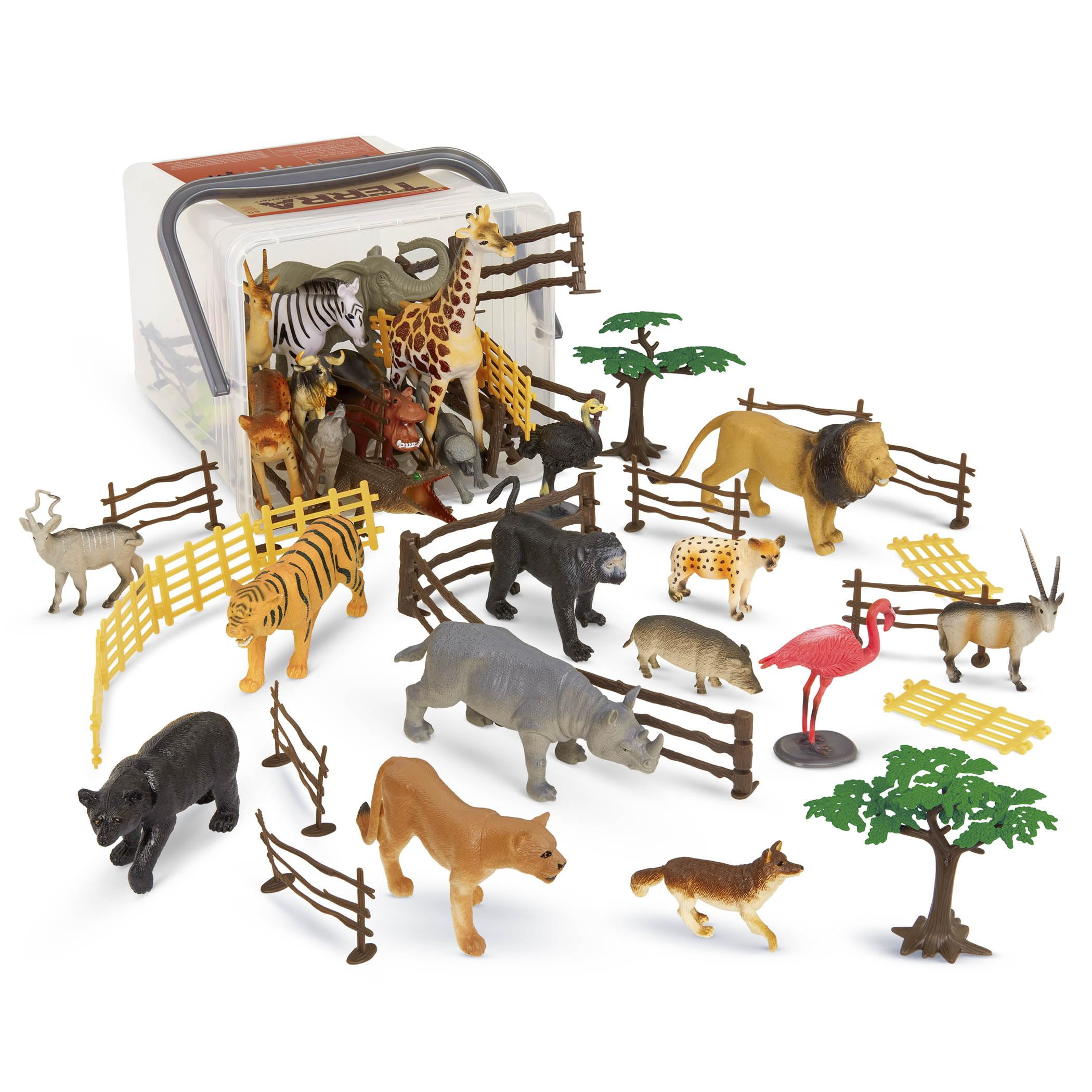 Terra by Battat – 60 Pieces Jungle Animals Playset – Educational Toys for 3+ Years Year Olds – Realistic Plastic Figurines & Accessories – Includes Giraffe, Lion, Tiger, Zebra & More | Amazon (US)