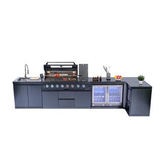 58 in. 6-Burner 96,000 BTU Stainless Steel Outdoor Kitchen BBQ Propane Grill Island, in Black | The Home Depot