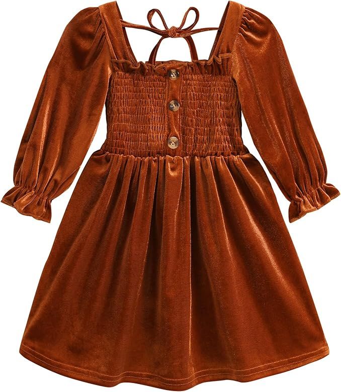 Happy Town Toddler Girl Dress Long Sleeve Play Wear Dress Baby Solid Color Casual Fall Winter Clo... | Amazon (US)
