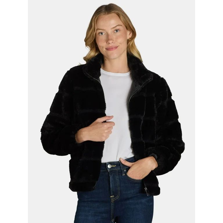 Time and Tru Women's and Women's Plus Faux Fur Channel Jacket, Sizes XS-3X | Walmart (US)