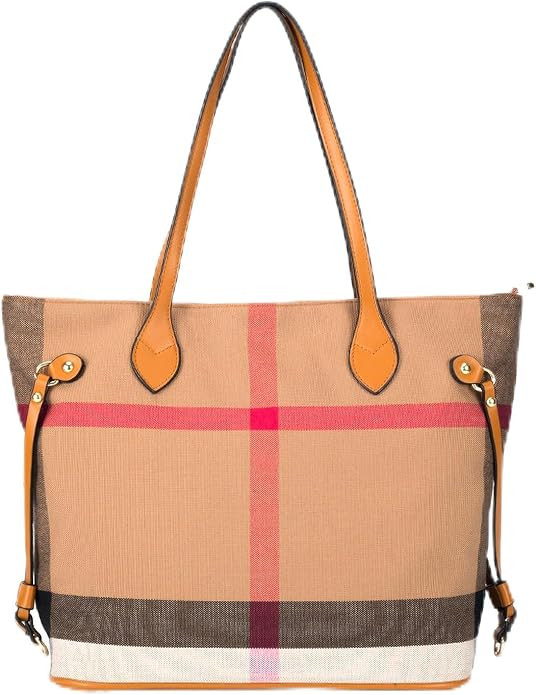 Spacious Large Capacity Luxury Women's Chequered Cross-Body Bag Canvas and Faux Leather Commuter ... | Amazon (US)
